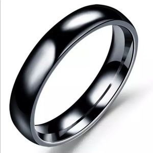 Black 4mm Brushed Stainless Steel Band Size 11